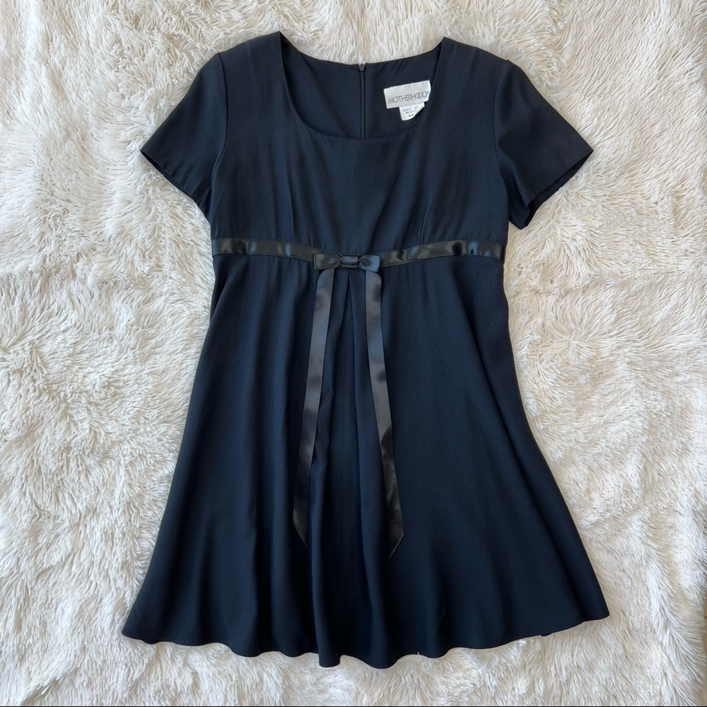 Vintage 90s Motherhood black dress empire baby doll cocktail maternity d…